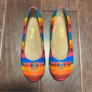 Ferragamo girls striped flat shoes size 33